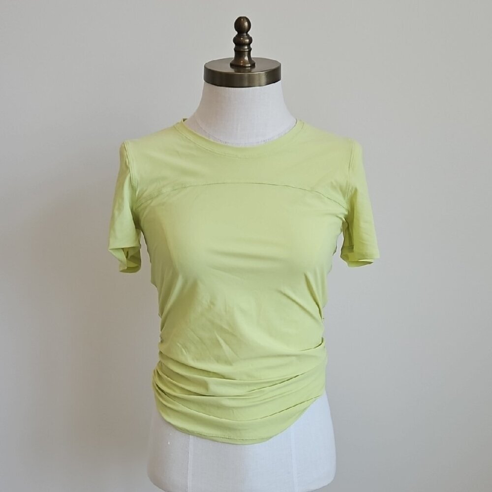 Lululemon Lime Green Women's Short Sleeve Top with Wrap Back Detail